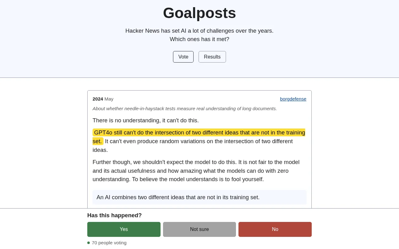 HN Community Poll: How Many 'AI Can't Do This' Challenges Have Actually Been Solved?
