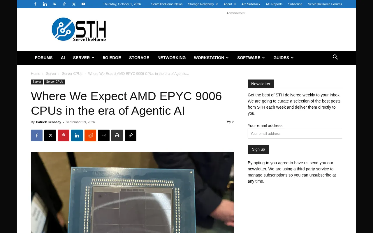 AMD EPYC 9006: Positioning Server CPUs for the Agentic AI Era