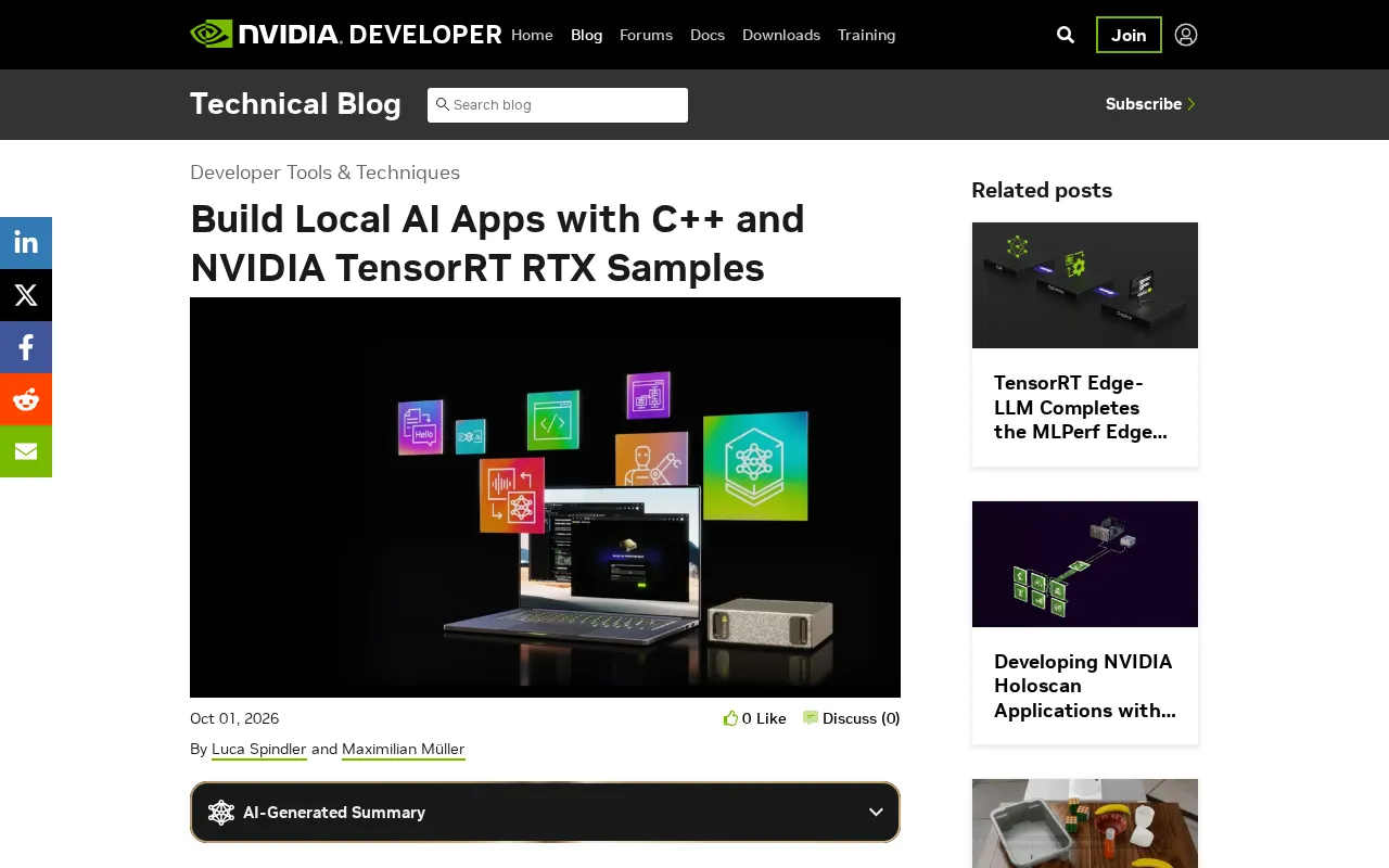 A Practical Guide to Building Local AI Apps with C++ and NVIDIA TensorRT RTX