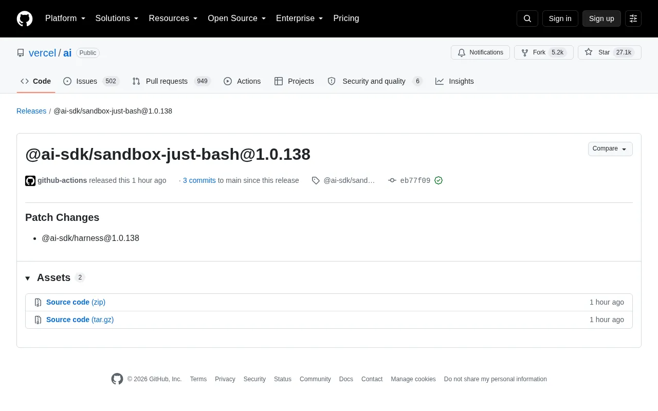 Vercel AI SDK Releases sandbox-just-bash New Version: A Complete Breakdown