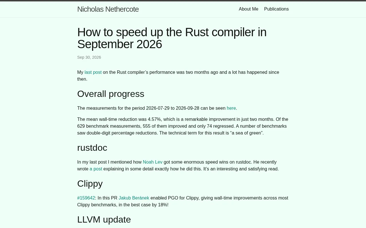 Rust 编译器性能优化进展:2026 年 9 月实录