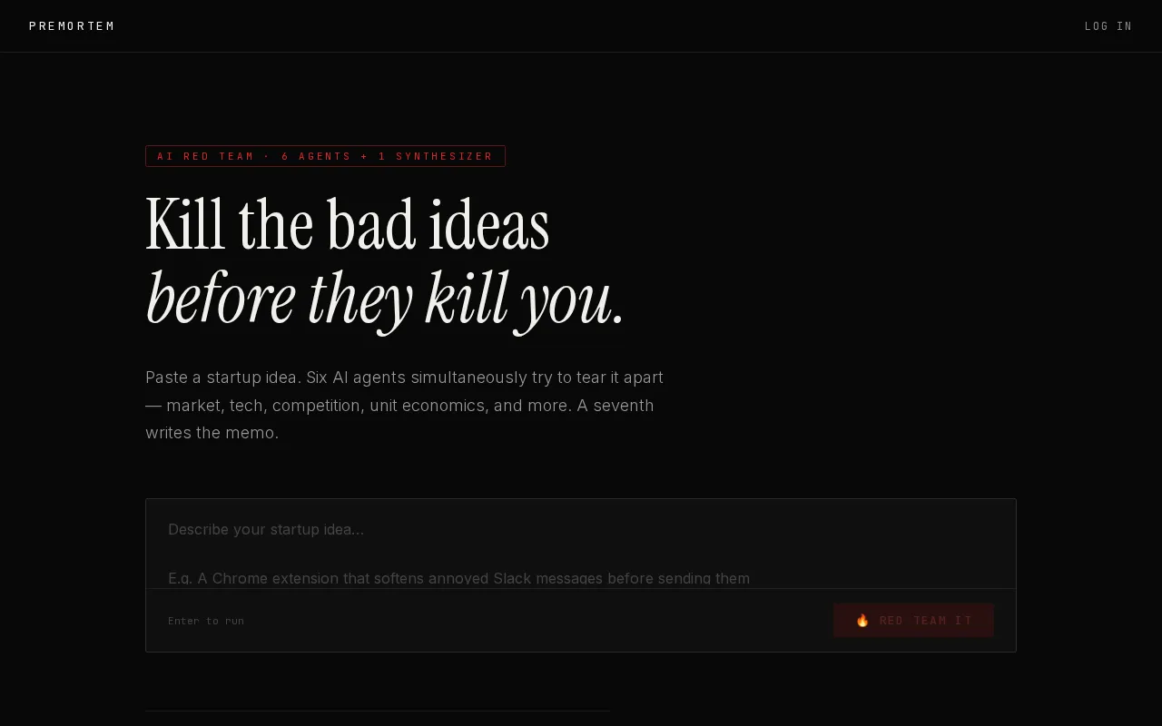 Premortem: Using AI Agents to Run a "Pre-Death Autopsy" on Your Startup Idea