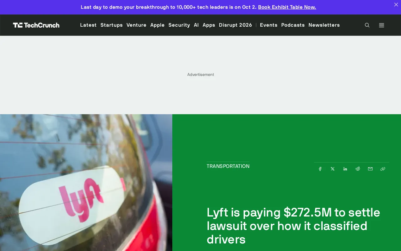 Lyft Pays $272 Million to Settle Driver Classification Lawsuit