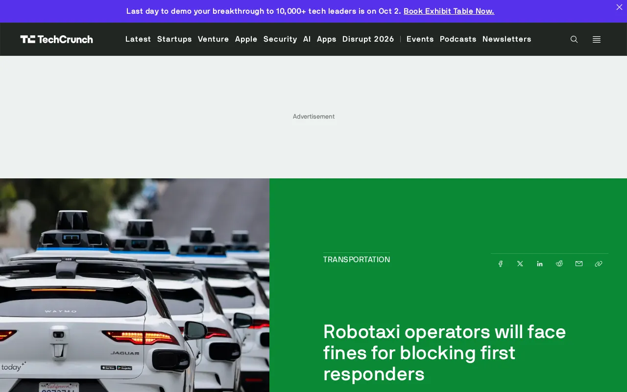 California Sets New Rules: Robotaxi Operators Face Fines for Blocking Emergency Vehicles