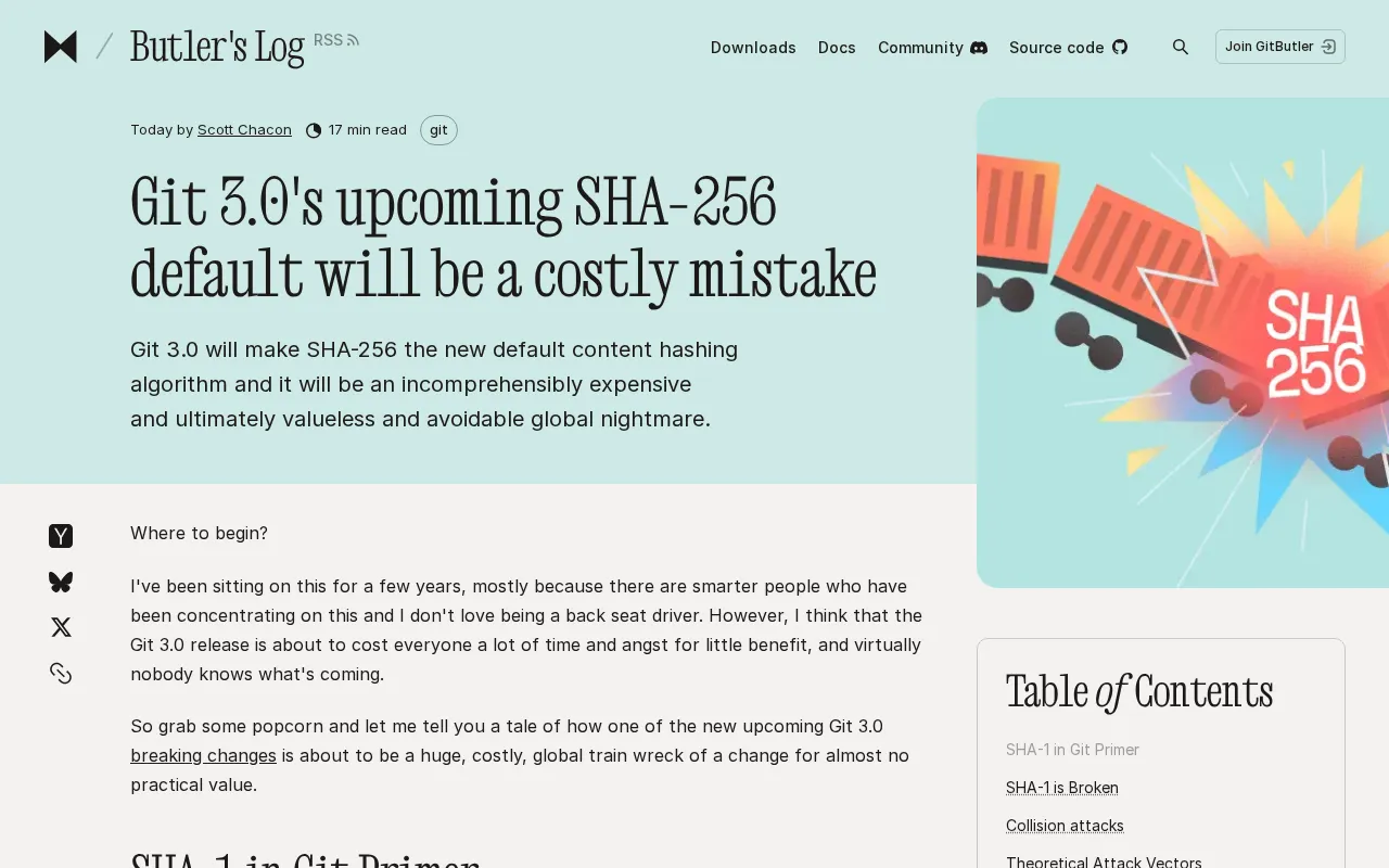 Git 3.0 默认启用 SHA-256 为何可能是个代价高昂的决定