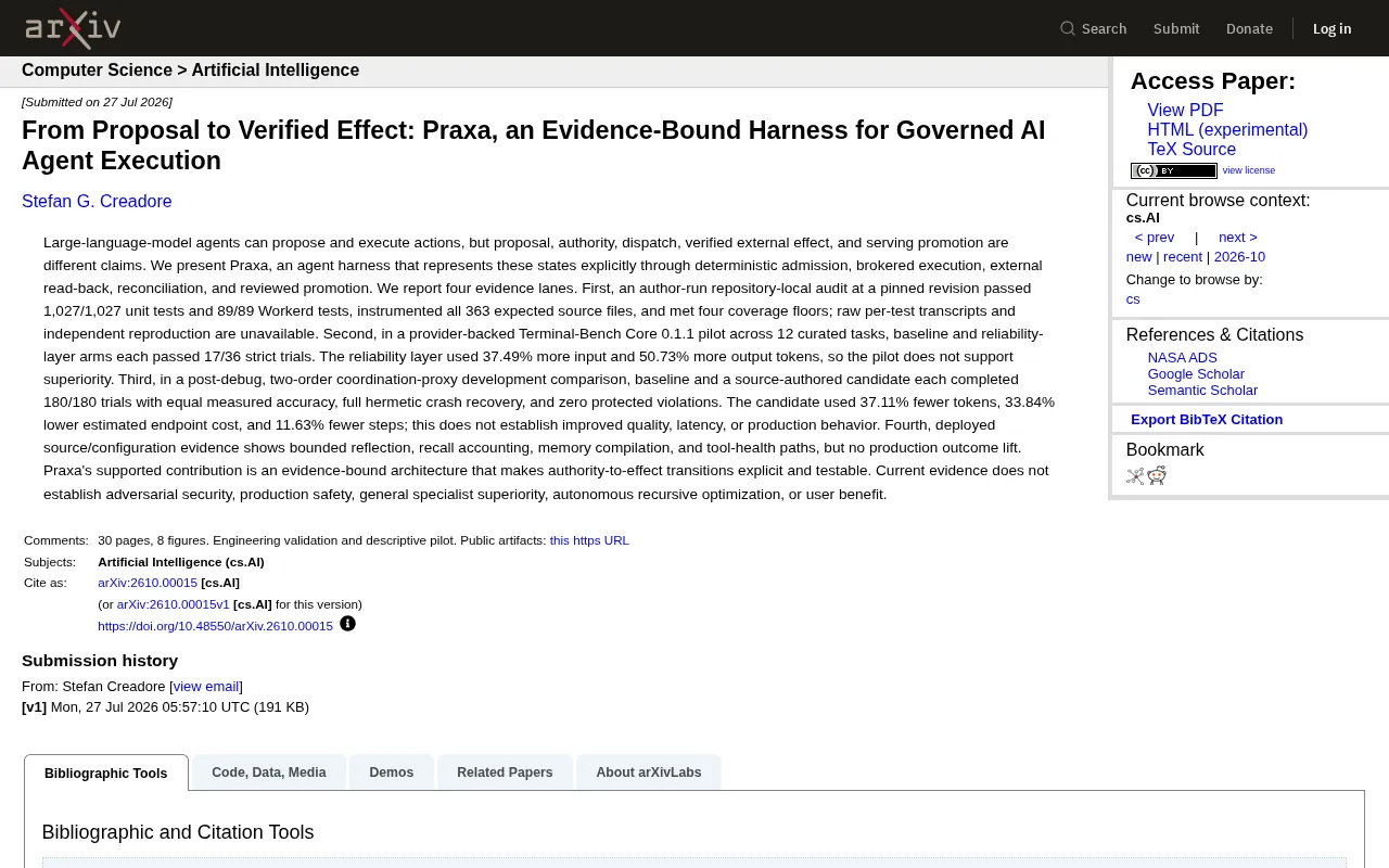 Praxa: A Governance Framework for AI Agent Execution with Traceable Chains from Proposal to Verification