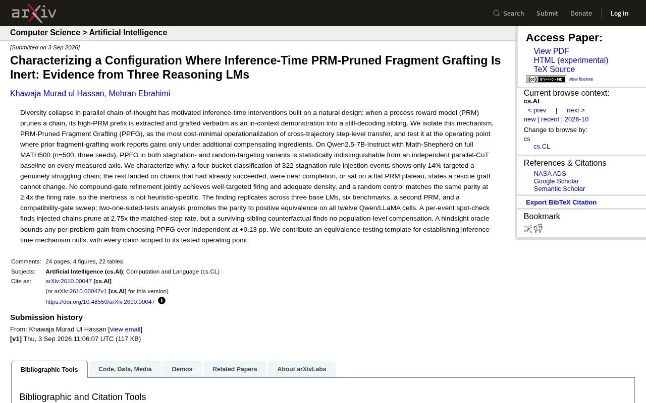 Why Does PRM-Pruned Fragment Grafting Fail? An Empirical Analysis Across Three Reasoning Models