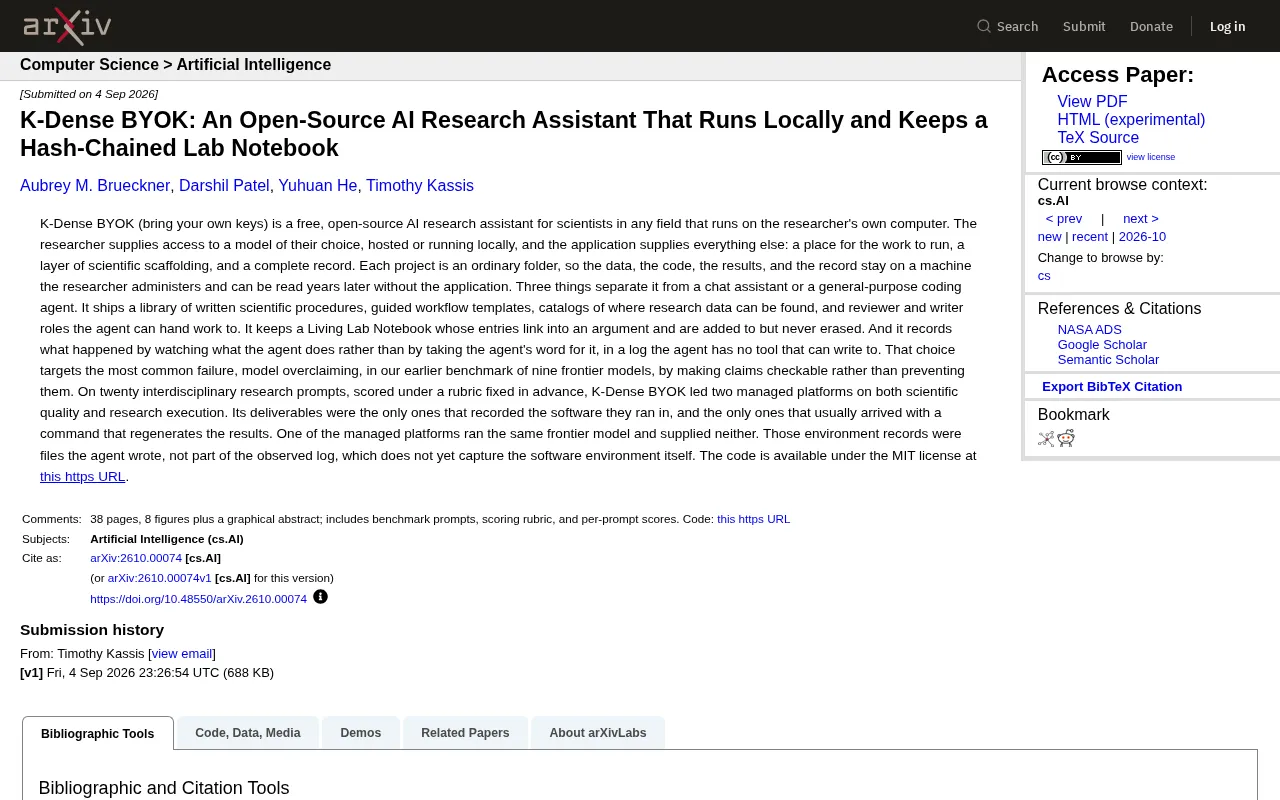 K-Dense BYOK: An Open-Source AI Research Assistant That Runs Locally and Keeps Verifiable Records