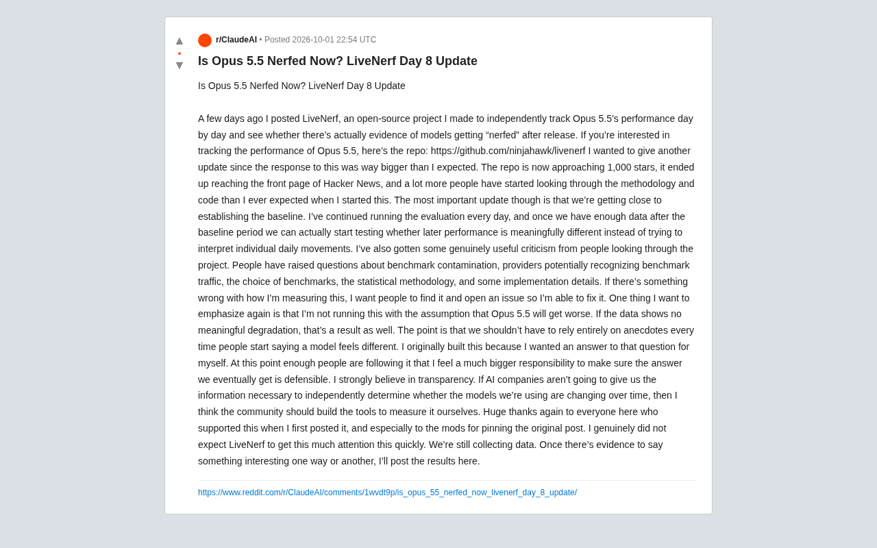 LiveNerf 第8天:开源工具追踪 Opus 5.5 是否被偷偷降级