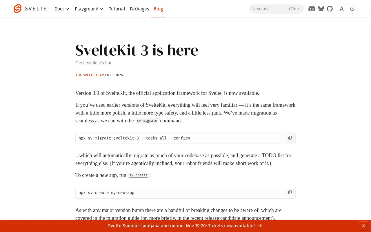SvelteKit 3 Released: A Major Update for the Full-Stack Framework