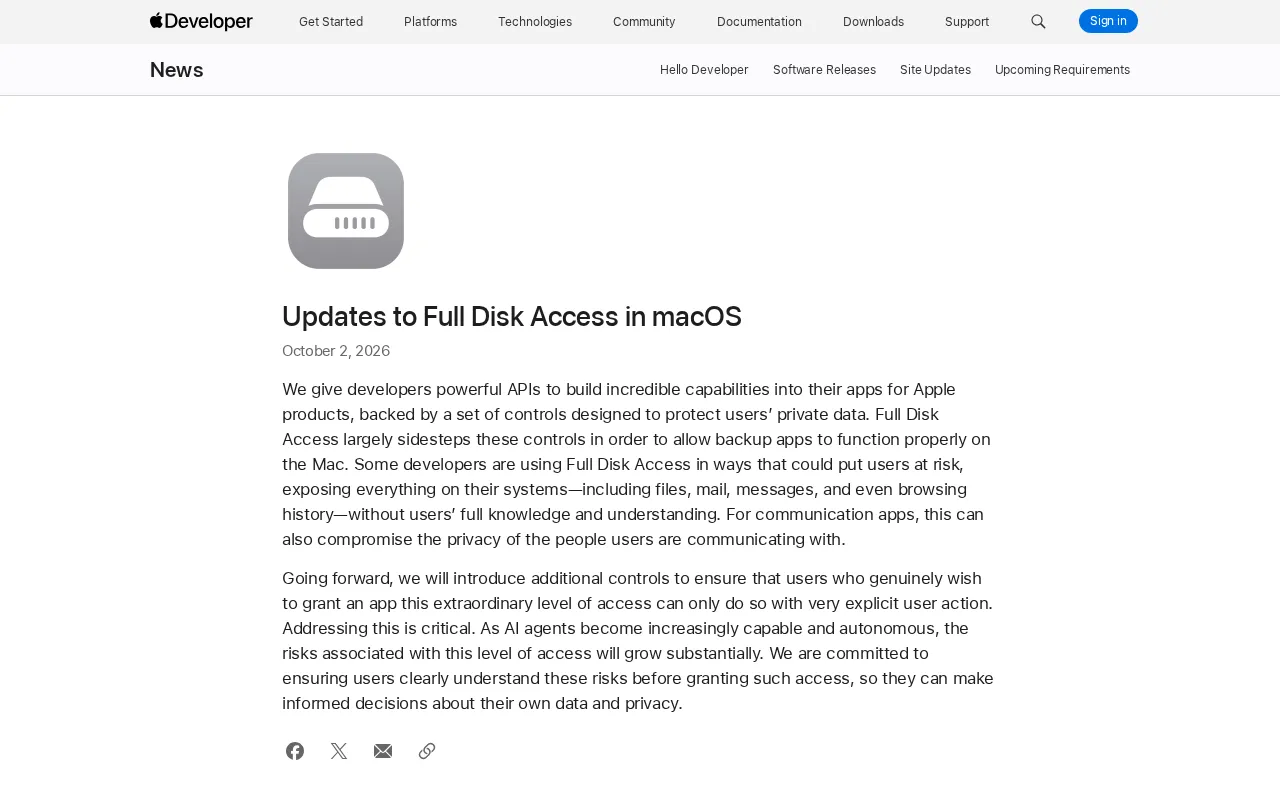 Apple Tightens macOS Full Disk Access: A Privacy Defense for the AI Agent Era
