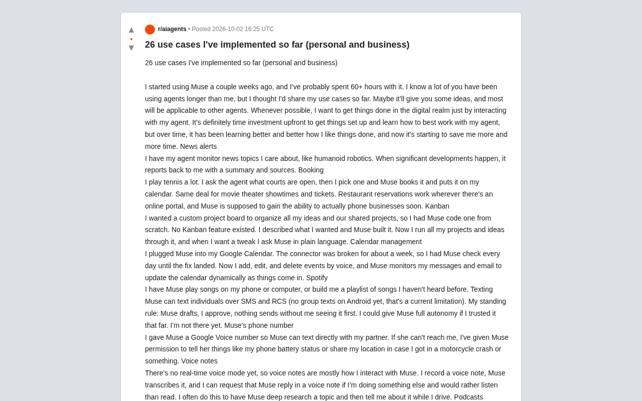 reddit source: 26 use cases