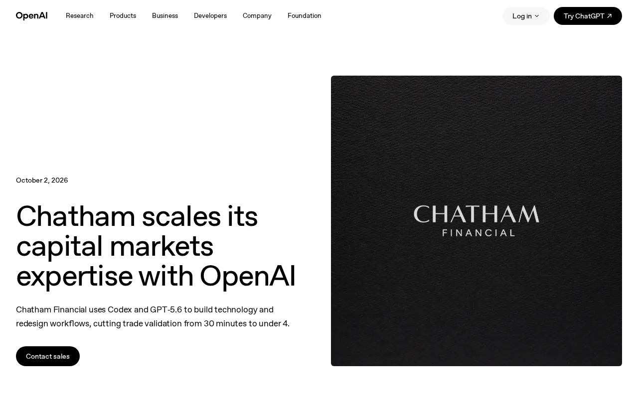 Chatham借力OpenAI:GPT与Codex如何重塑资本市场工作流