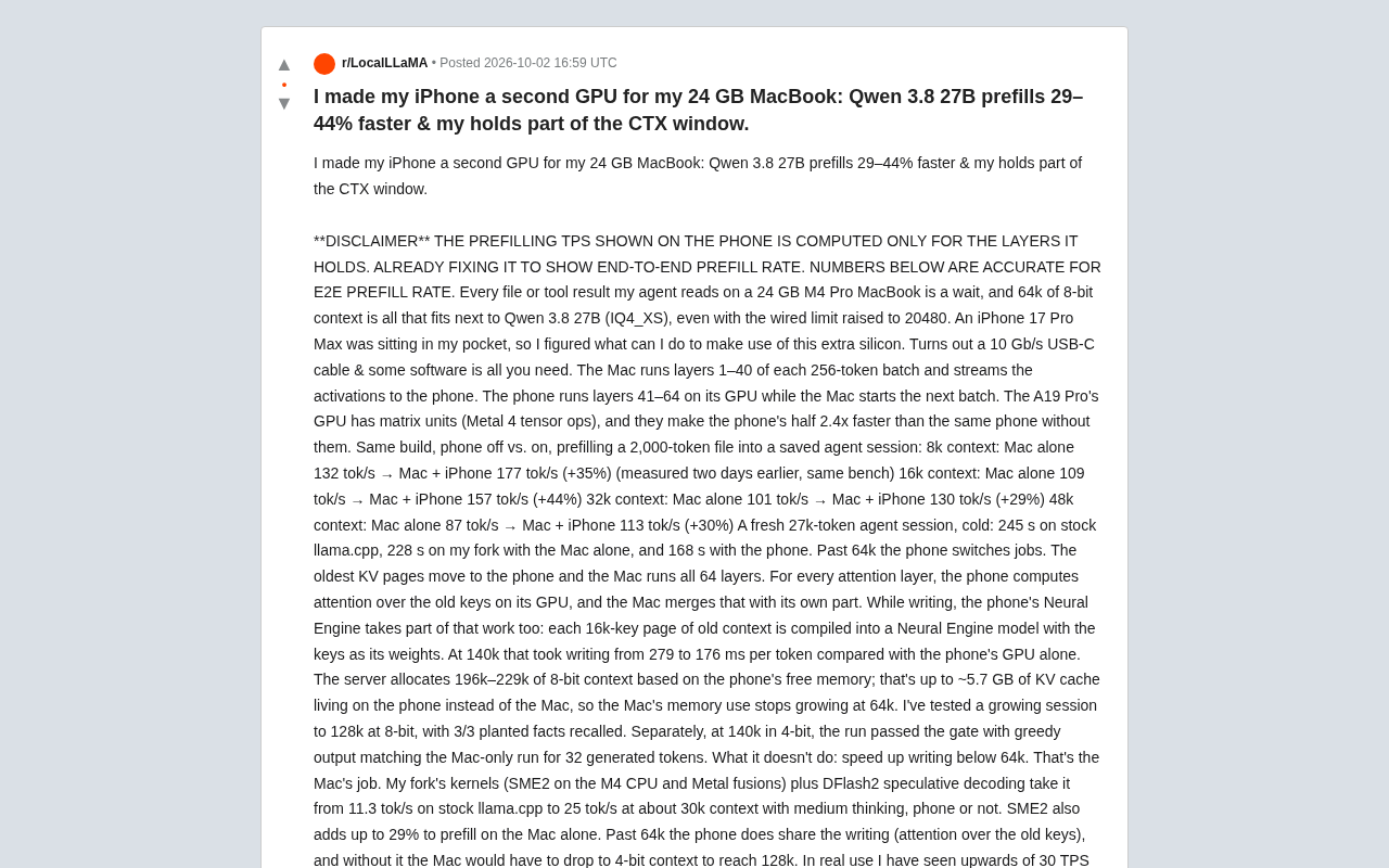 把iPhone变成MacBook第二块GPU:本地大模型预填充提速29–44%