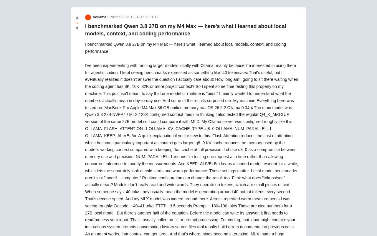 Qwen 27B on M4 Max: The Truth Behind Local Model tokens/s Numbers