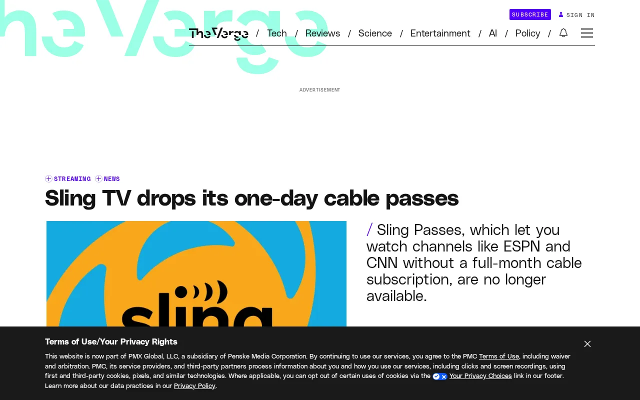 Sling TV 取消单日有线电视通行证,灵活付费模式遇冷