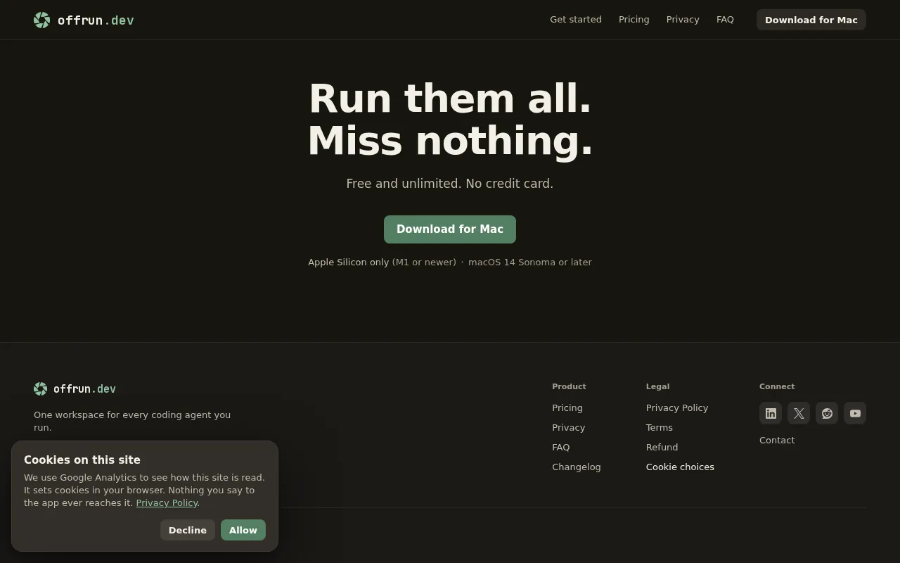 Offrun: One Workspace to Rule All Your Coding AI Agents