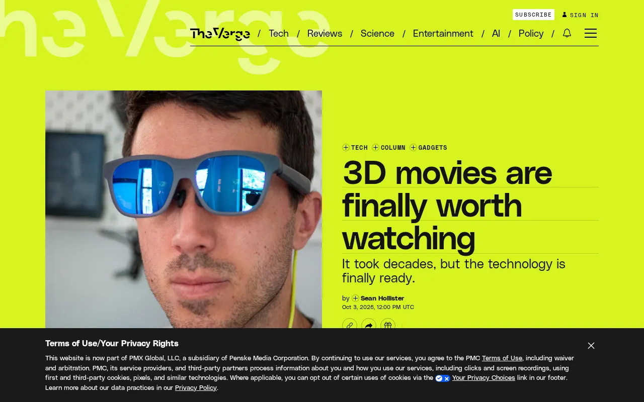 rss source: 3D movies are finally worth watching