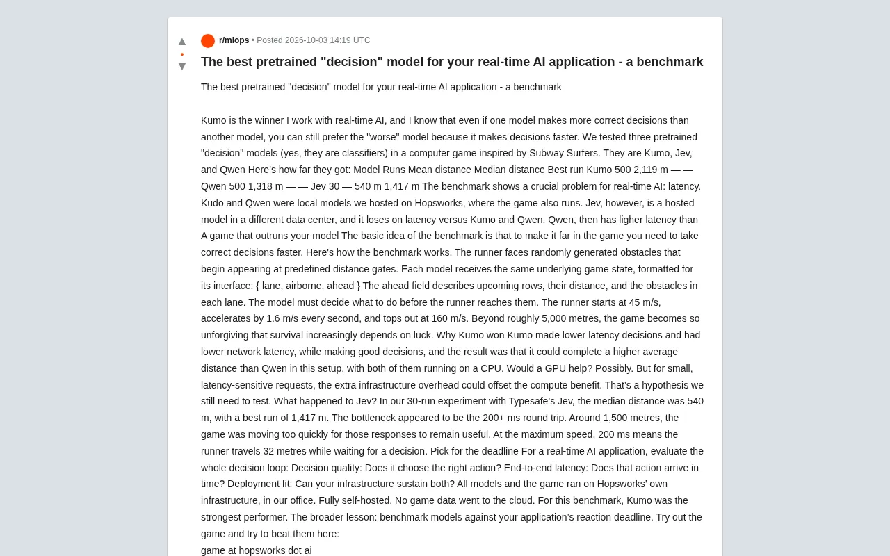 Real-Time AI Decision Model Benchmark: How Latency Determines the Winner