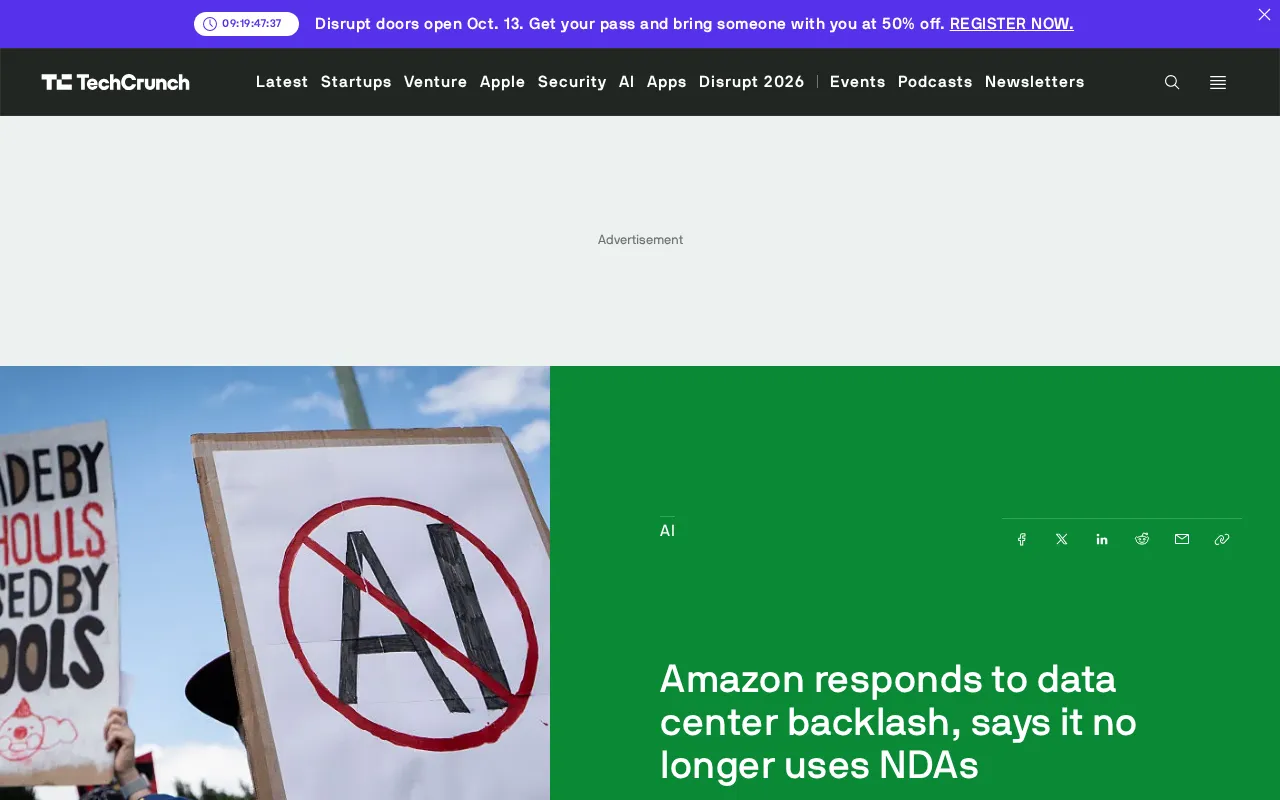 Amazon Responds to Data Center Backlash: No More NDAs