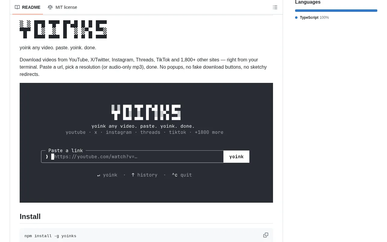 yoinks usage interface