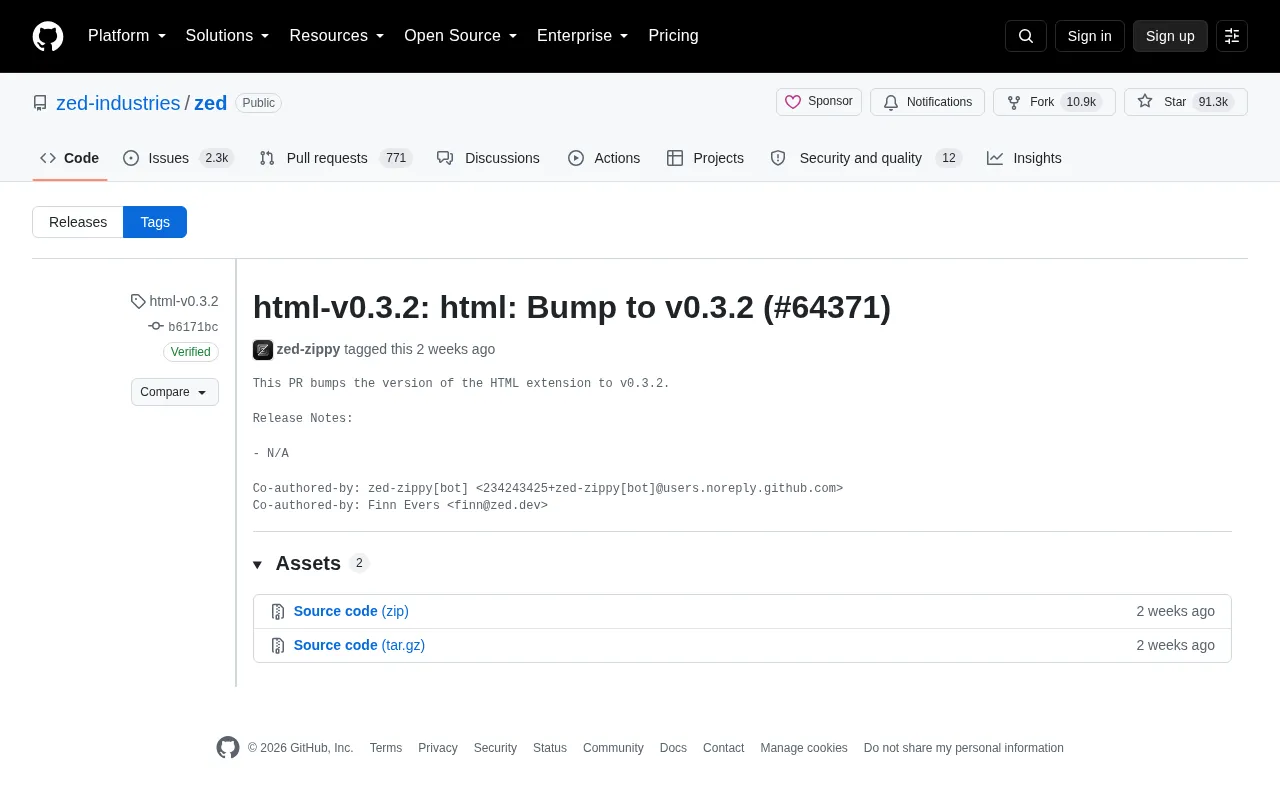 Zed Editor HTML Extension Upgraded to v0.3.2: A Routine Version Bump
