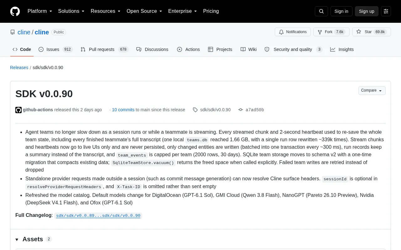 Cline SDK v0.0.90 Released: Major Performance Overhaul for Agent Teams