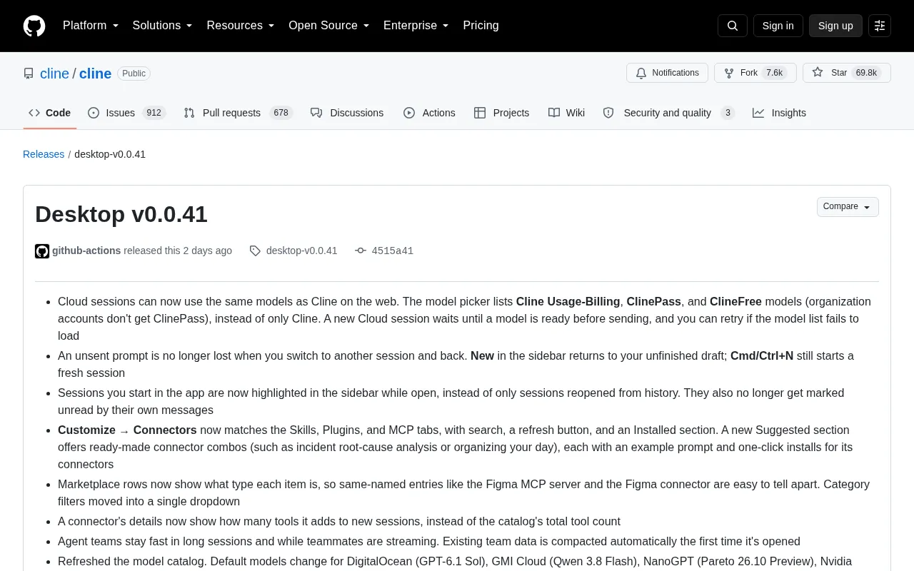 Cline Desktop v0.0.41 Update Breakdown: Improved Cloud Sessions and Connector Experience