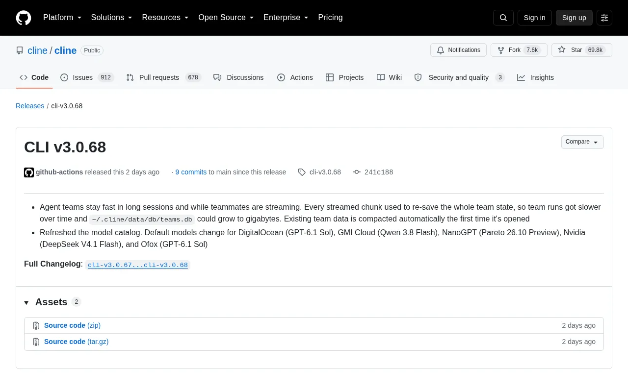 Cline CLI v3.0.68 Update: Agent Team Performance Fixes and Model Catalog Refresh