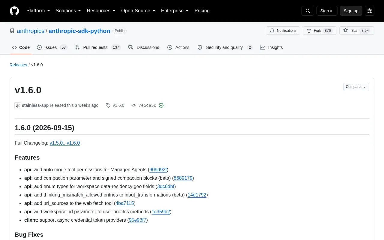 Anthropic Python SDK v1.6.0 Released: Managed Agents, Compaction, and More