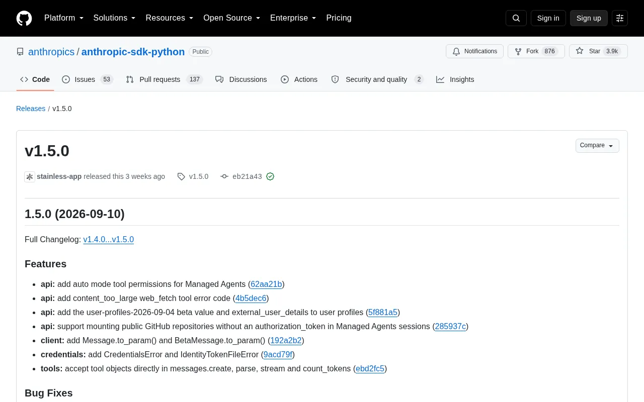 Anthropic Python SDK v1.5.0 Released: Managed Agents and Tool Use Get Major Upgrades