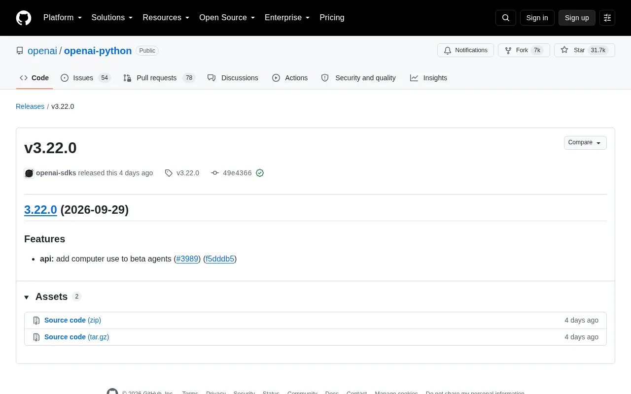 OpenAI Python SDK v3.22.0 Released: Beta Agents Gain Computer Use Capabilities