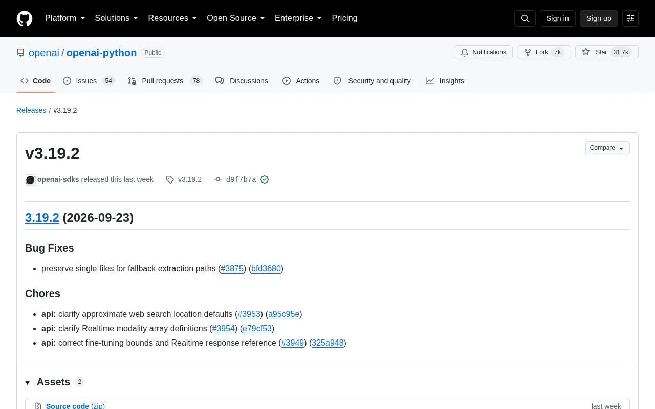 OpenAI Python SDK v3.19.2 Released: File Fallback Fix and API Documentation Clarifications