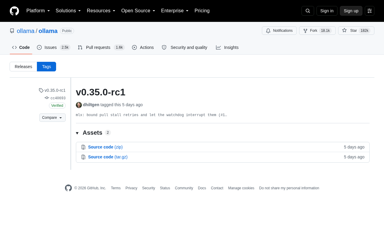 Ollama v0.35.0-rc1 发布:MLX 拉取重试优化
