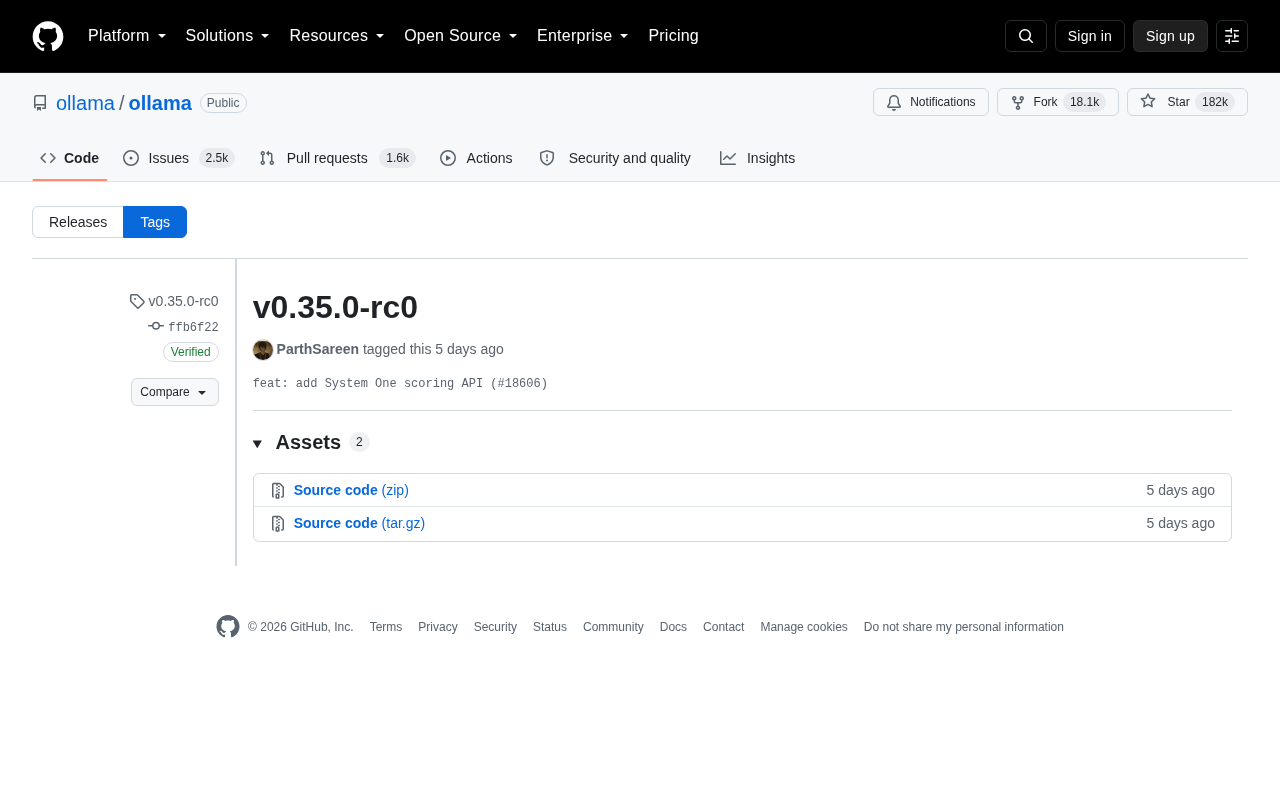 Ollama v0.35.0-rc0 发布:新增 System One 评分 API