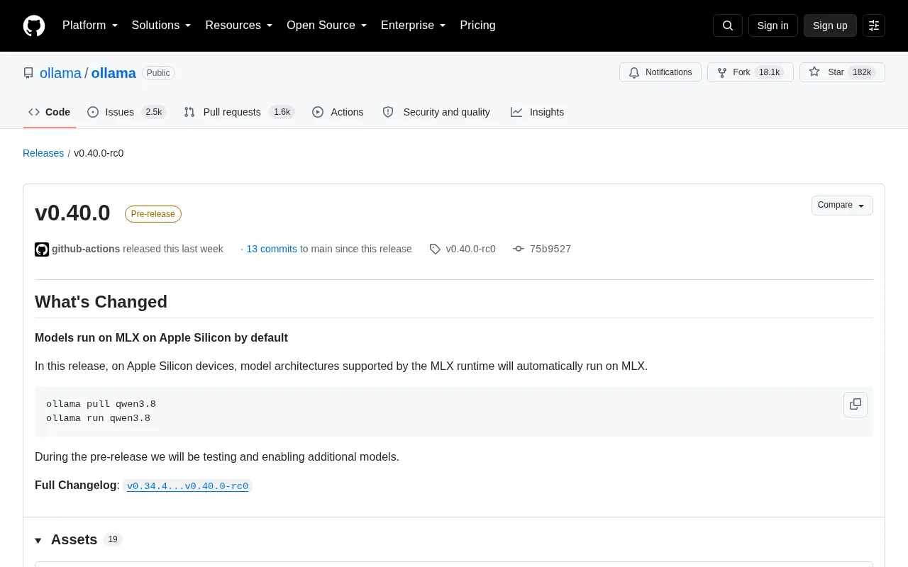 Ollama v0.40.0 Released: MLX Runtime Now Default on Apple Silicon