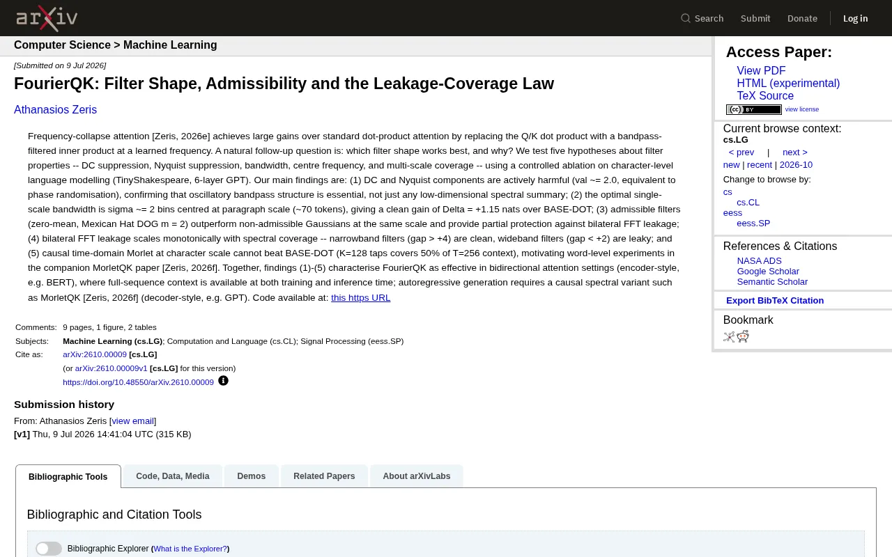 FourierQK: Filter Shape and the Leakage-Coverage Law in Frequency-Domain Attention