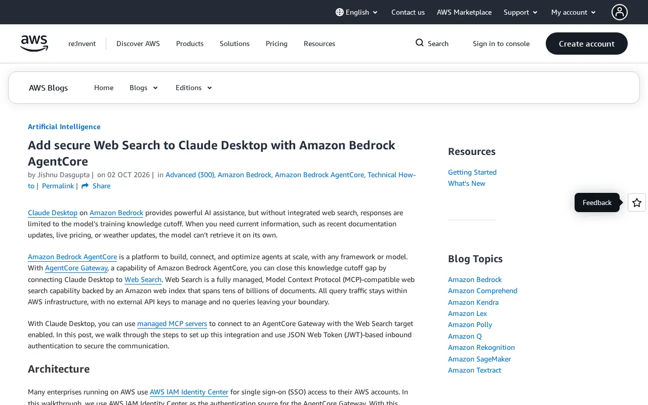 Adding Secure Web Search to Claude Desktop with Amazon Bedrock AgentCore