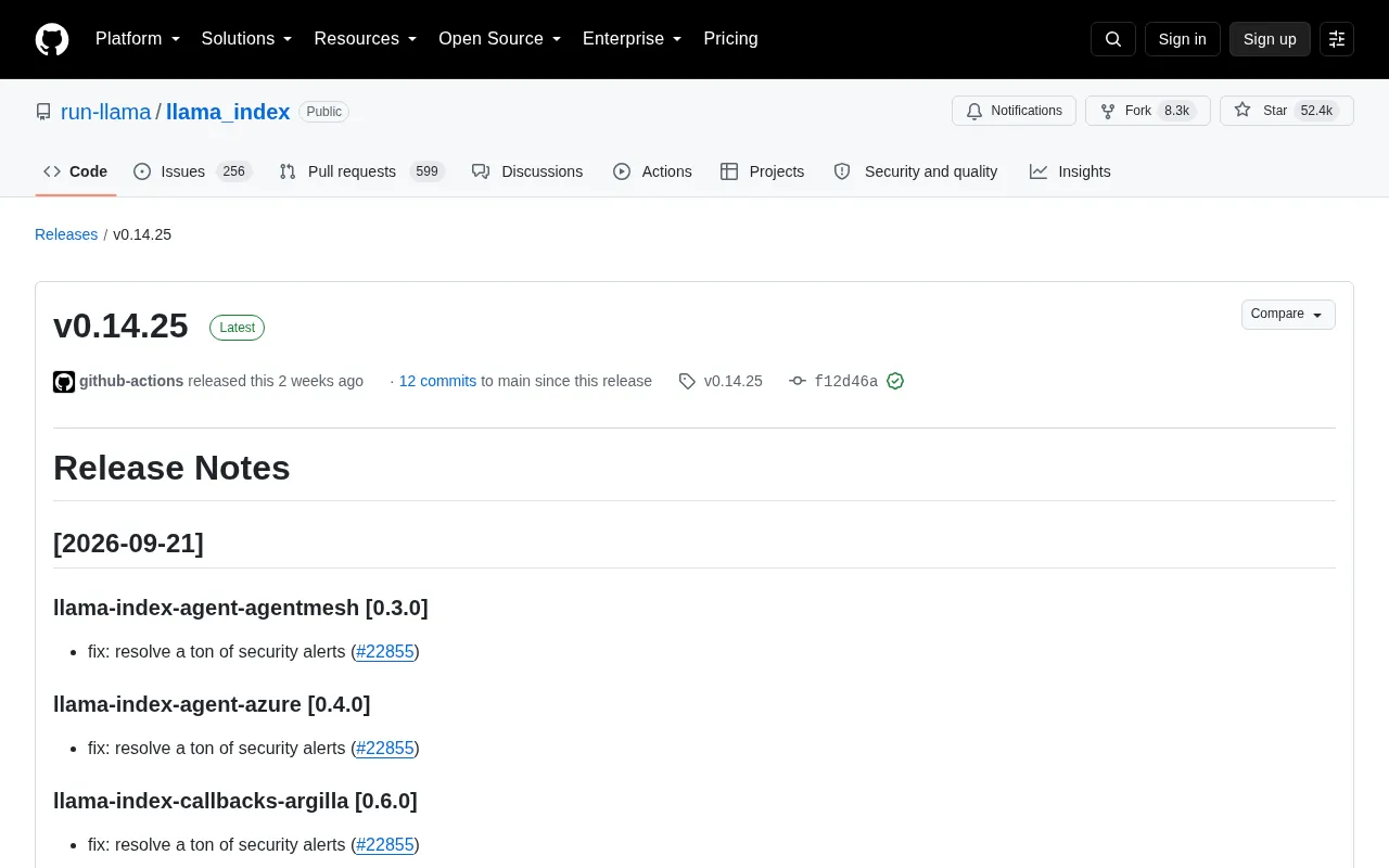 LlamaIndex v0.14.25 Released: Sweeping Security Fixes and Core Feature Enhancements