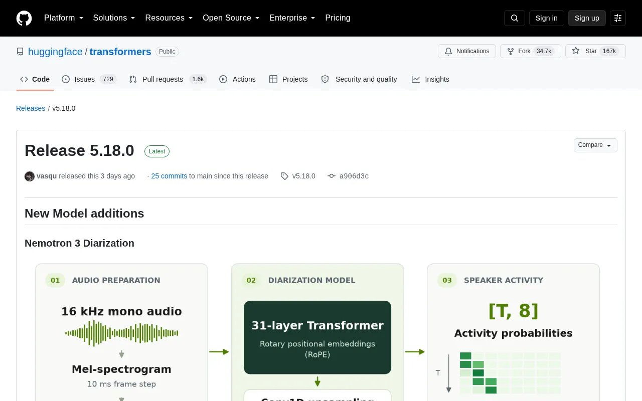 Transformers 5.18.0 Released: Four New Models for Multimodal AI and Speaker Diarization