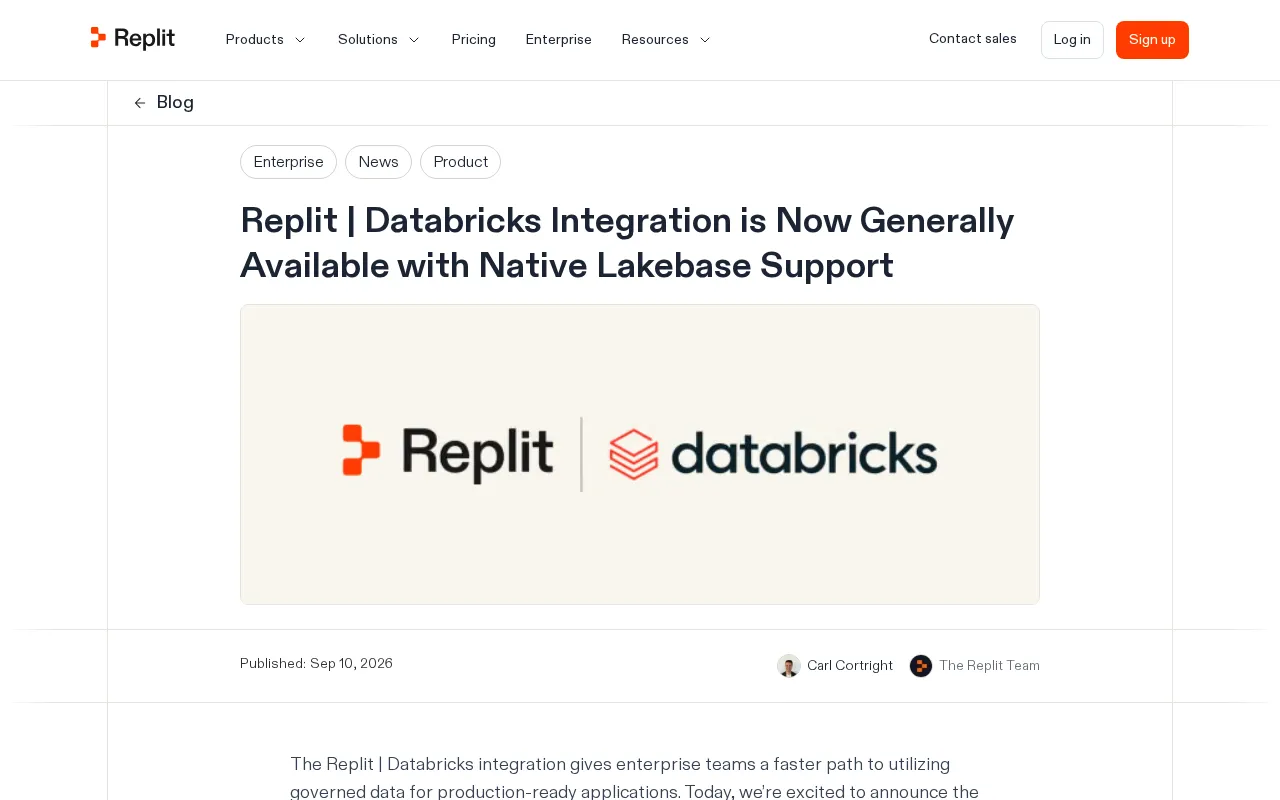Replit and Databricks Integration Goes GA with Native Lakebase Support