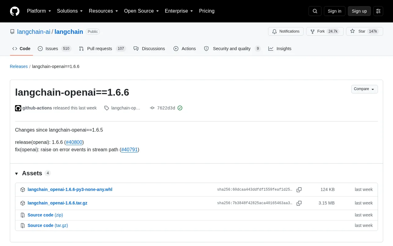 LangChain-OpenAI 1.6.6 Released: Streaming Error Handling Fix