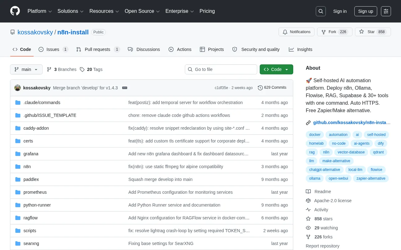 n8n One-Click Deployment of 30+ AI Tools: A Free Self-Hosted Alternative to Zapier