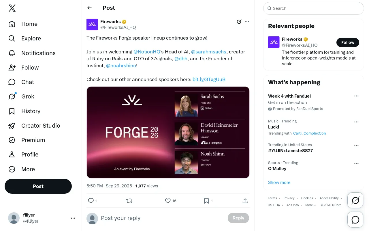 Fireworks Forge Conference Adds Major Speakers: Notion, DHH Lead AI Lineup