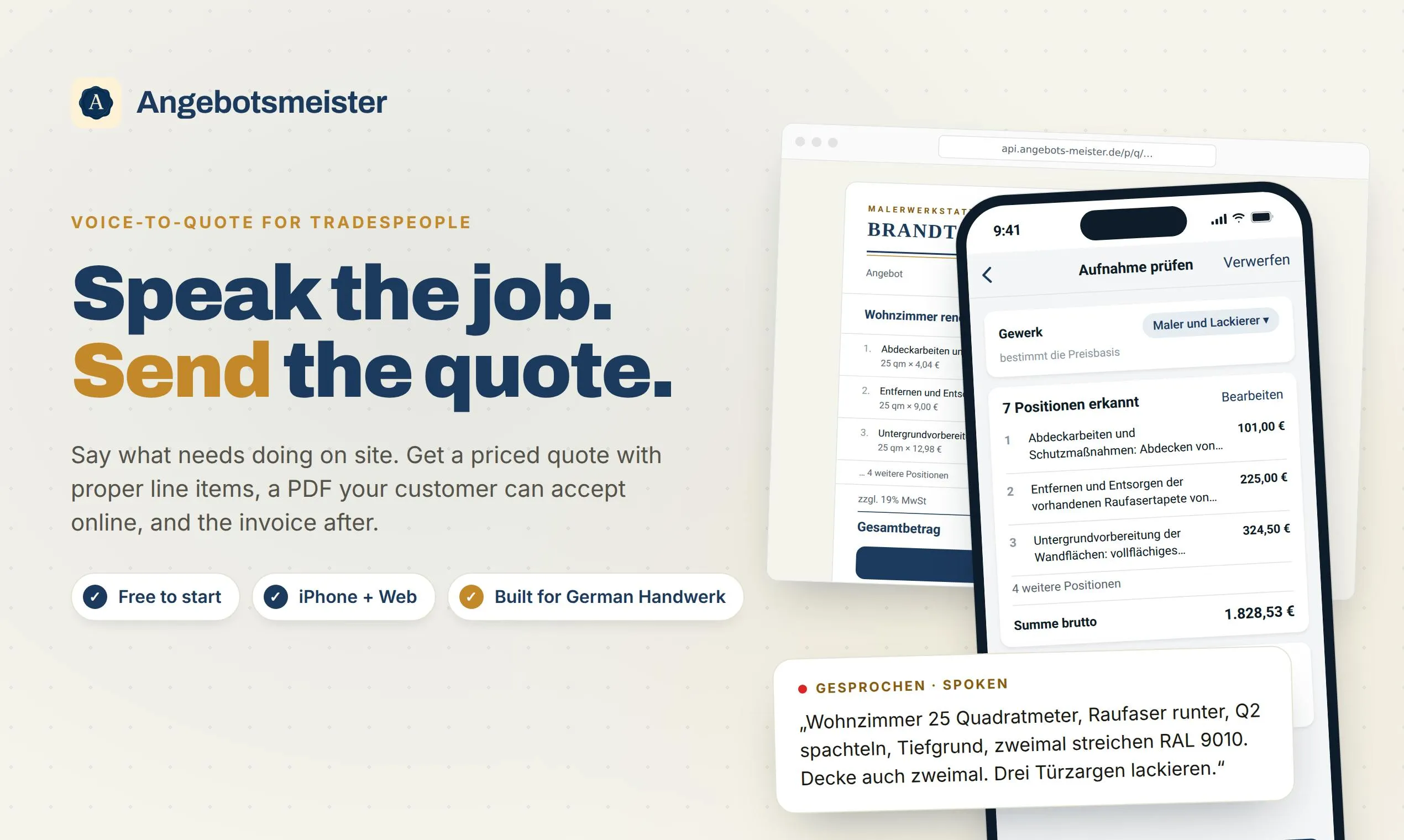 Angebotsmeister: The German Craftsman's Tool That Turns a Spoken Description Into a Quote
