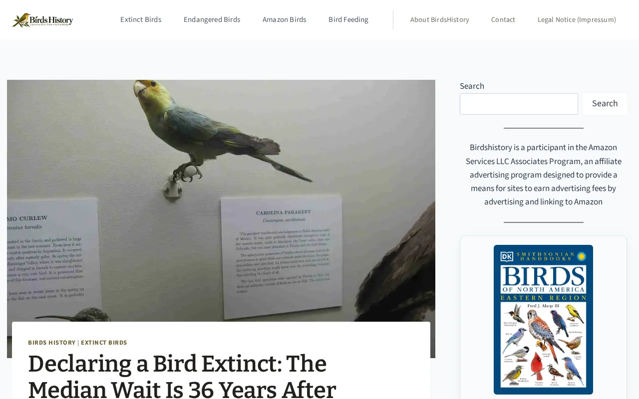 Declaring a Bird Extinct: An Average Wait of 36 Years from Last Sighting to Confirmation