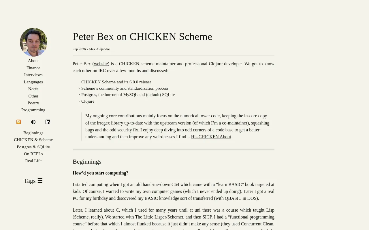 对话 CHICKEN Scheme 维护者 Peter Bex:函数式编译器的坚守