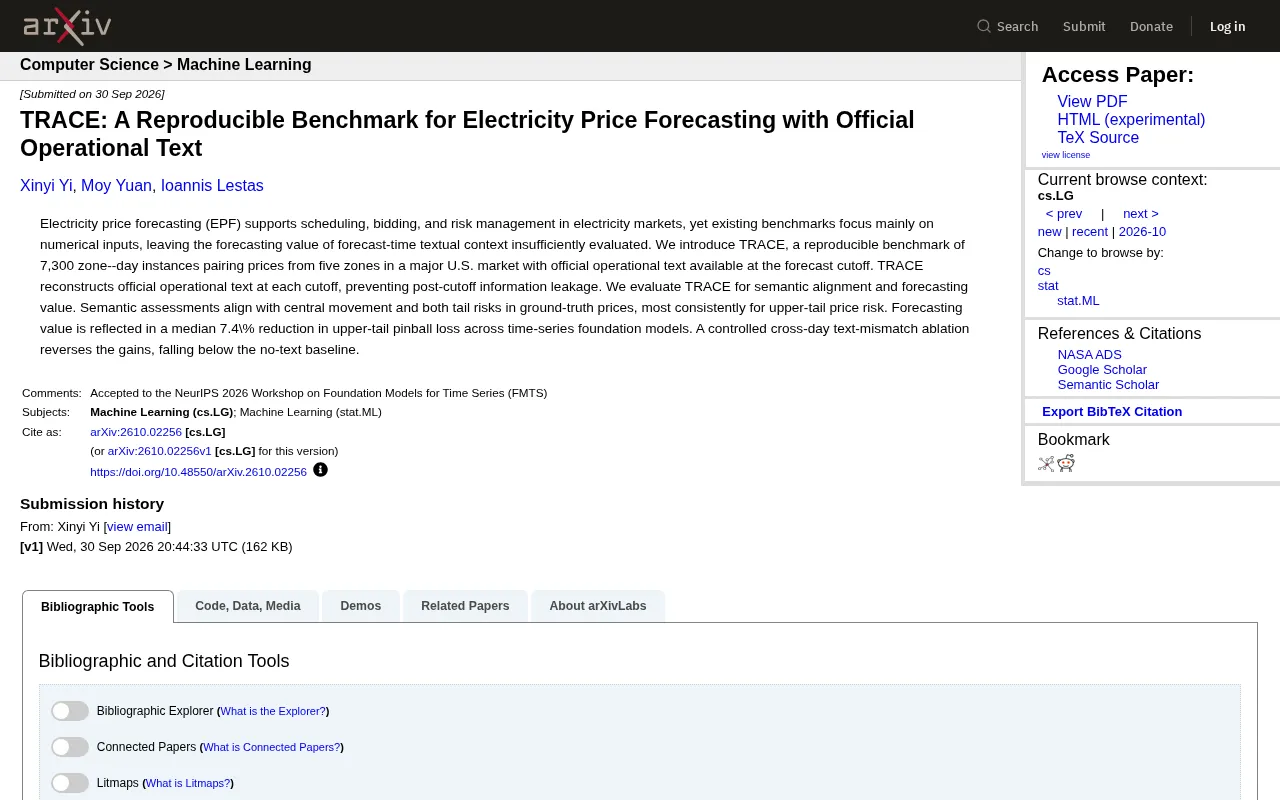 TRACE Benchmark: How Official Operational Text Improves Electricity Price Forecasting Accuracy