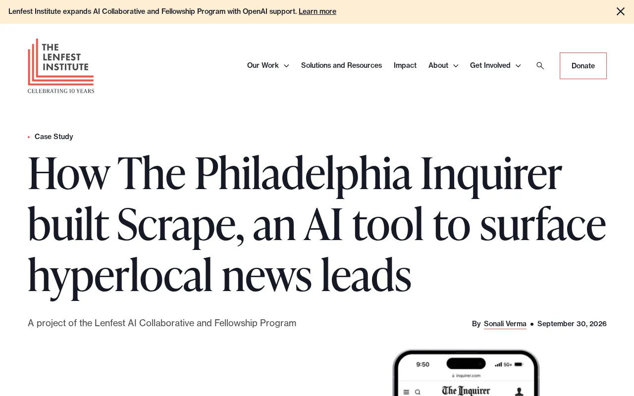 hackernews source: The Philadelphia Inquirer built Scrape, an AI tool to surface hyperlocal news