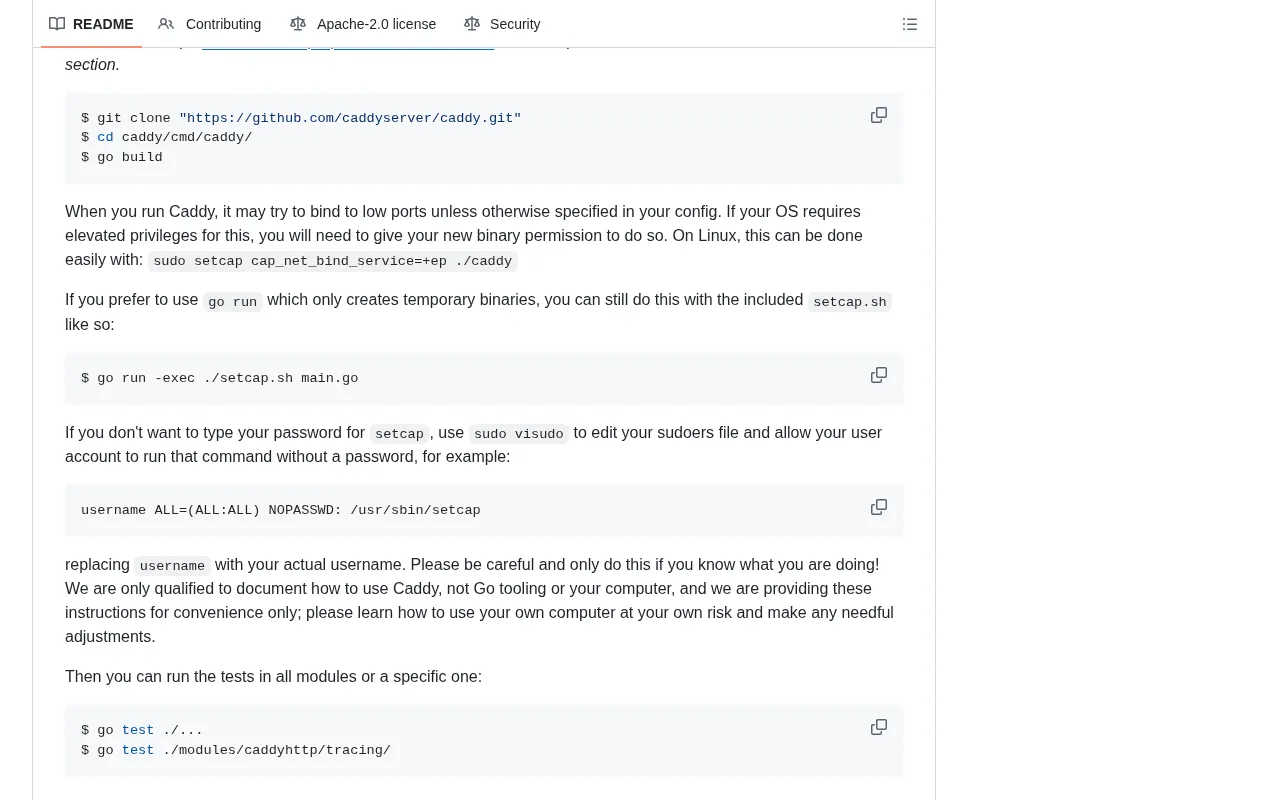 github source: caddyserver/caddy: Fast and extensible multi-platform HTTP/1-2-3 web server with automatic HTTPS